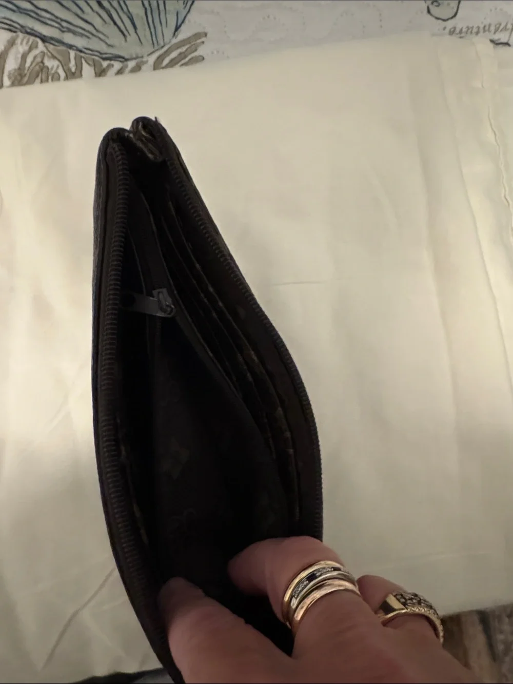 Brown Monogram Zip Wristlet Clutch with Removable Strap